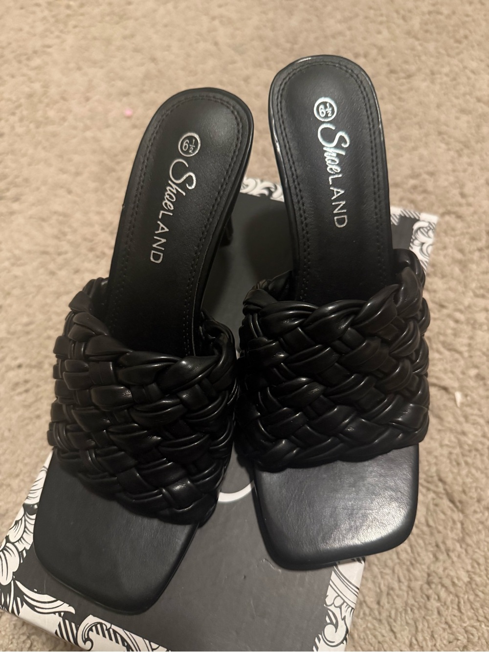Women's Black Braided Slide Mules
